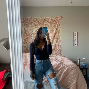Navy long sleeve bodysuit
